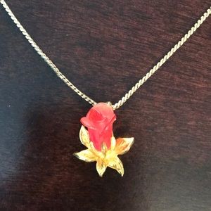 Vintage 12k gold filled Rose Pendant and Chain